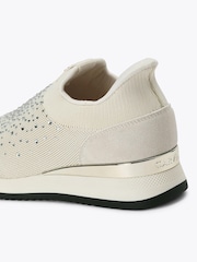 Carvela Cream Arezzo Knit Embellished Trainers - Image 3 of 4