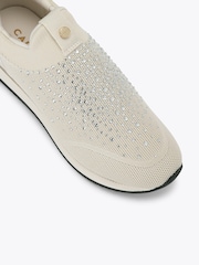 Carvela Cream Arezzo Knit Embellished Trainers - Image 4 of 4