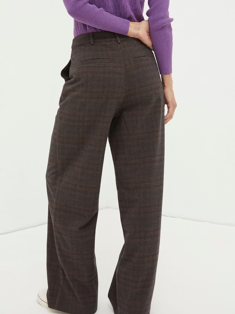 FatFace Purple Presley Check Wide Leg Trousers - Image 2 of 4