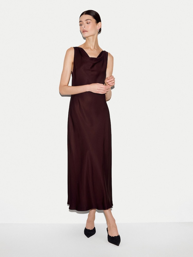 Jigsaw Red Satin Cowl Neck Bias Dress - Image 1 of 5 Jigsaw Red Satin Cowl Neck Bias Dress - Image 1 of 5