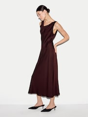 Jigsaw Red Satin Cowl Neck Bias Dress - Image 2 of 5
