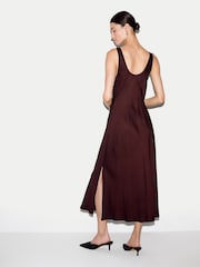 Jigsaw Red Satin Cowl Neck Bias Dress - Image 4 of 5