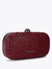 Carvela Dark Red Cecilia Embellished Clutch Bag - Image 3 of 4