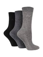 Pringle Black Twist Yarn Ribbed Leisure Socks 3 Pack - Image 2 of 5