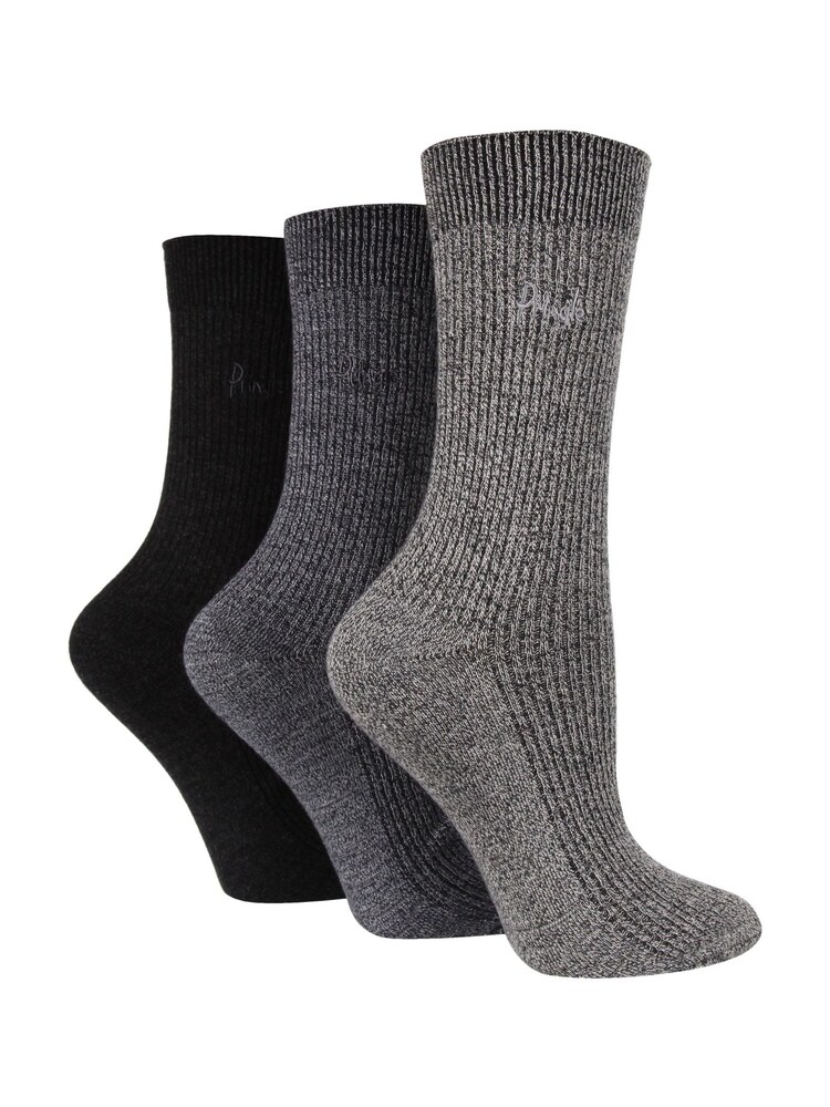 Pringle Black Twist Yarn Ribbed Leisure Socks 3 Pack - Image 2 of 5