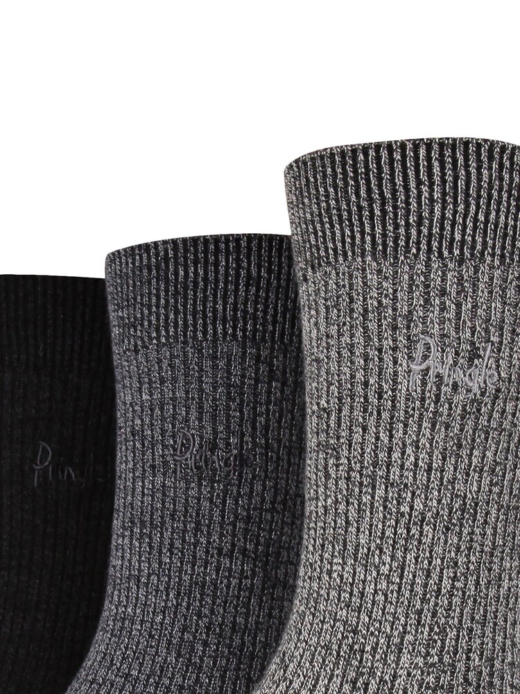 Pringle Black Twist Yarn Ribbed Leisure Socks 3 Pack - Image 5 of 5