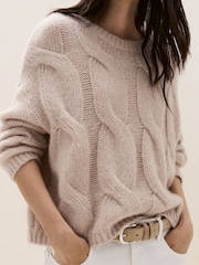The White Company Natural Cropped Cable Jumper - Image 1 of 5