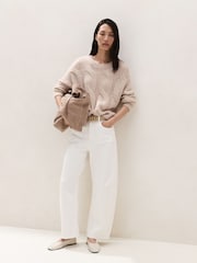 The White Company Natural Cropped Cable Jumper - Image 2 of 5