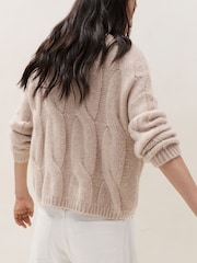 The White Company Natural Cropped Cable Jumper - Image 4 of 5