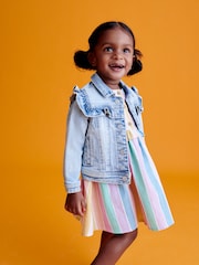 أزرق متوسط - Denim Frill Jacket (3mths-7yrs) - صورة 1 من 8