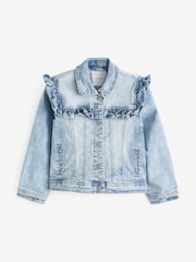 أزرق متوسط - Denim Frill Jacket (3mths-7yrs) - صورة 6 من 8