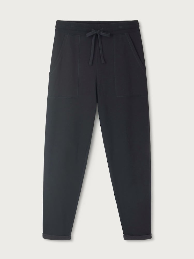 The White Company Black Fleece Back Turn Up Cuff Joggers - Image 1 of 1 The White Company Black Fleece Back Turn Up Cuff Joggers - Image 1 of 1