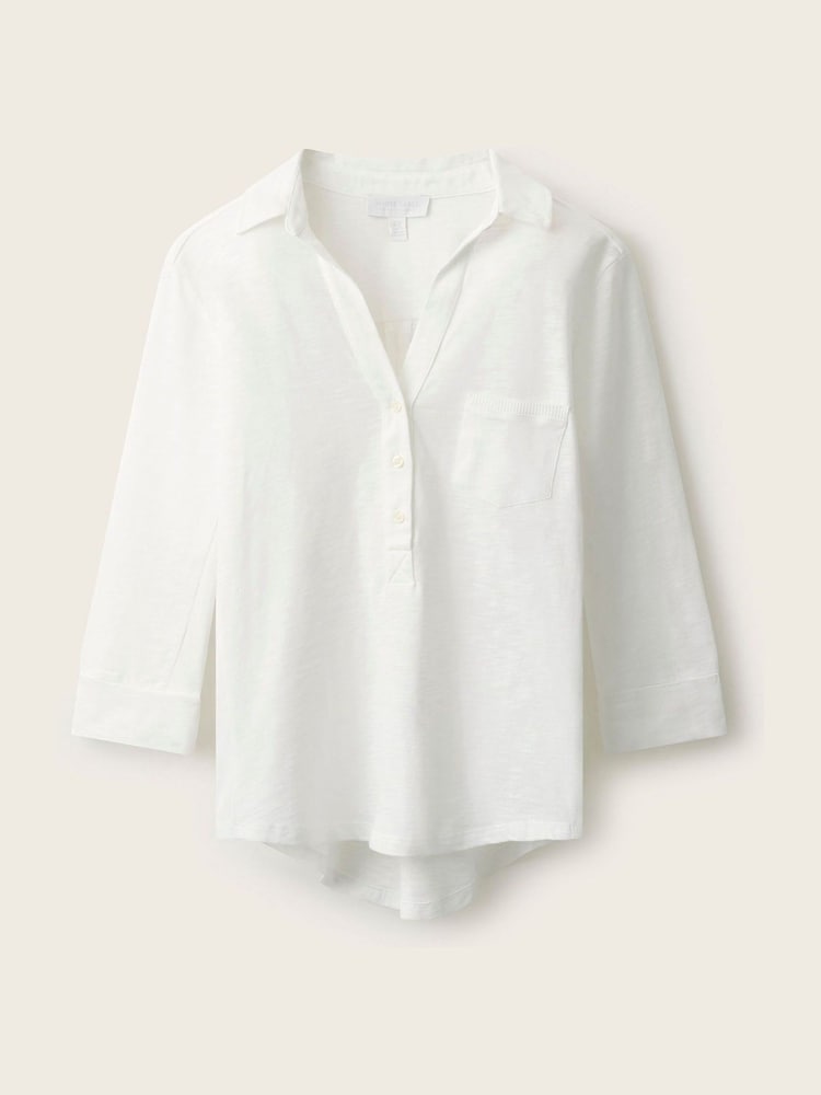 The White Company White The Perfect Cotton Rib Side Shirt - Image 1 of 1 The White Company White The Perfect Cotton Rib Side Shirt - Image 1 of 1