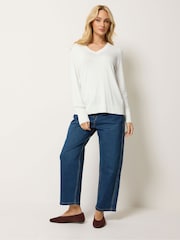 M&Co White V-Neck Jumper - Image 2 of 5