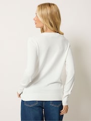 M&Co White V-Neck Jumper - Image 3 of 5