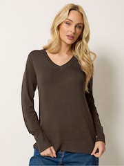 M&Co Brown V-Neck Jumper - Image 1 of 6