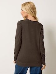 M&Co Brown V-Neck Jumper - Image 3 of 6