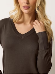 M&Co Brown V-Neck Jumper - Image 4 of 6