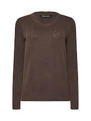M&Co Brown V-Neck Jumper - Image 5 of 6
