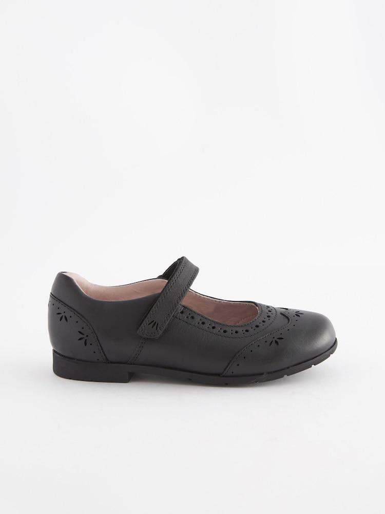 Black Wide Fit (G) Premium Leather Mary Janes - Image 2 of 5