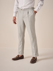 Natural Slim Fit Italian Wool Blend Check Suit Trousers - Image 1 of 9