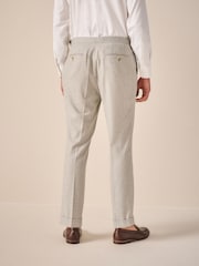 Natural Slim Fit Italian Wool Blend Check Suit Trousers - Image 3 of 9