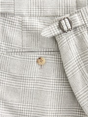 Natural Slim Fit Italian Wool Blend Check Suit Trousers - Image 8 of 9