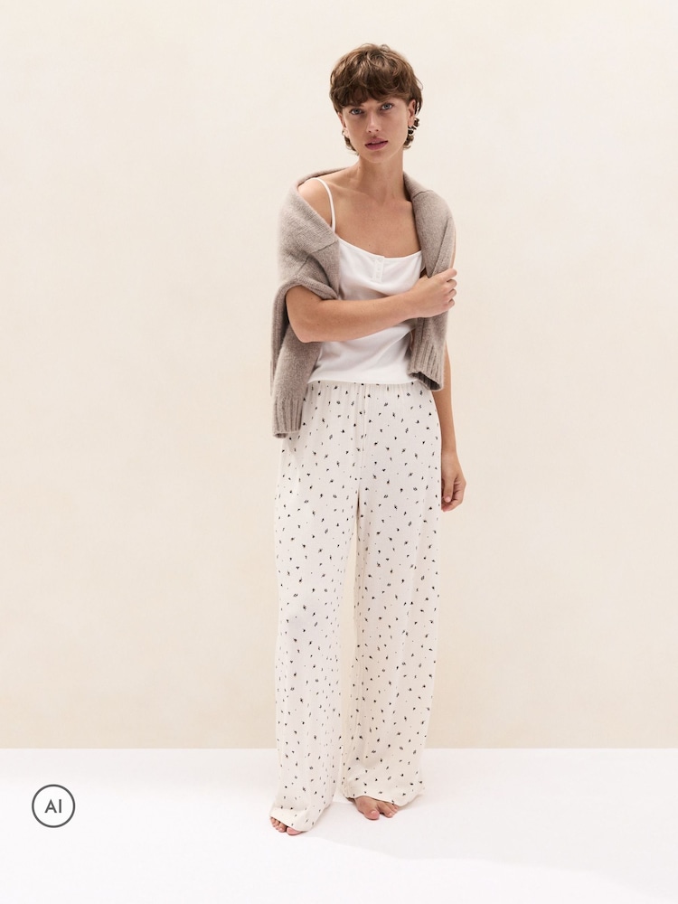 Maiou de pijama din jerseu reiat The White Company - Imaginea 2 din 5