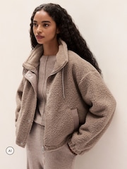 The White Company Brown Borg Zip Through Jacket - Image 1 of 4