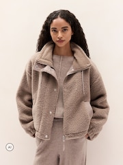 The White Company Brown Borg Zip Through Jacket - Image 3 of 4
