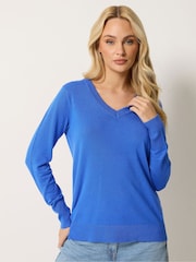 M&Co Cobalt Blue V-Neck Jumper - Image 1 of 5