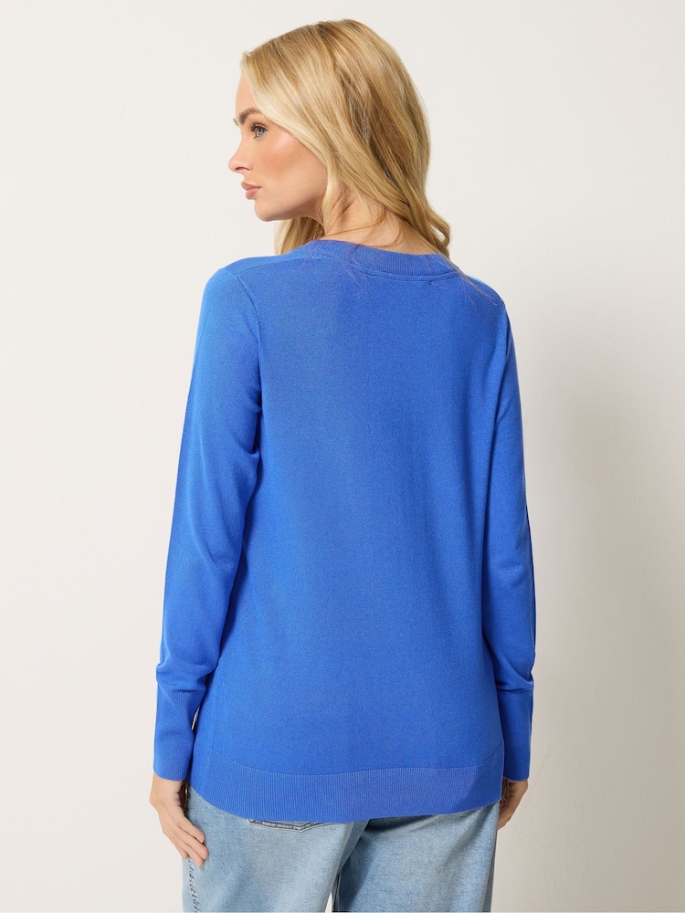 M&Co Cobalt Blue V-Neck Jumper - Image 2 of 5