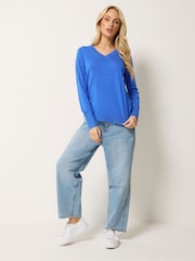 M&Co Cobalt Blue V-Neck Jumper - Image 3 of 5