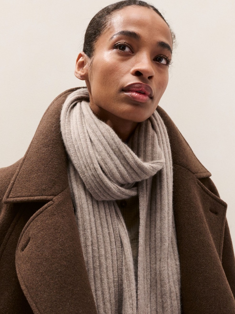 The White Company Grey Cashmere Ribbed Scarf - Image 1 of 3 The White Company Grey Cashmere Ribbed Scarf - Image 1 of 3