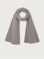 The White Company Grey Cashmere Ribbed Scarf - Image 2 of 3