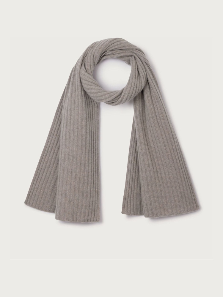 The White Company Grey Cashmere Ribbed Scarf - Image 2 of 3 The White Company Grey Cashmere Ribbed Scarf - Image 2 of 3
