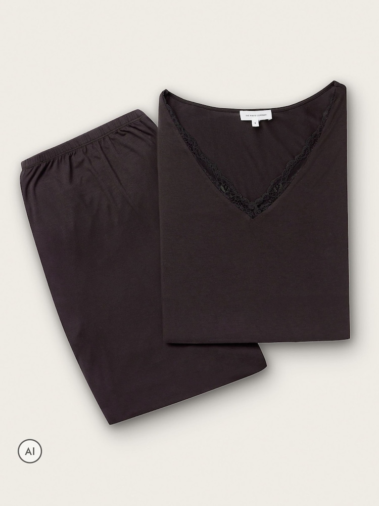 The White Company Cooling Jersey Lace Sleeve Pyjamas Set - صورة 5 من 5