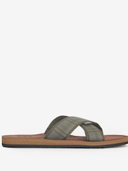 Barbour® Olive Green Tartan Toeman Beach Sandals - Image 3 of 7