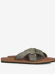Barbour® Olive Green Tartan Toeman Beach Sandals - Image 4 of 7