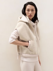 The White Company Brown Hooded Borg Gilet - Image 3 of 5