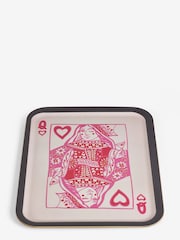Rockett St George Pink Queen of Hearts Wood Veneer Tray with Anti Slip Finish - Image 2 of 2