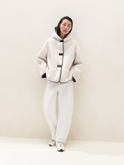 The White Company Natural Relaxed Hooded Borg Coat - Image 1 of 4