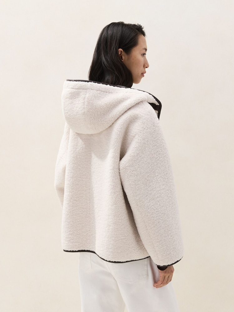 The White Company Natural Relaxed Hooded Borg Coat - Image 2 of 4 The White Company Natural Relaxed Hooded Borg Coat - Image 2 of 4