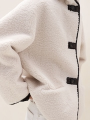 The White Company Natural Relaxed Hooded Borg Coat - Image 3 of 4