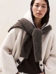 The White Company Natural Relaxed Hooded Borg Coat - Image 4 of 4