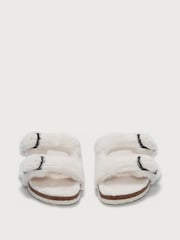 The White Company Faux Fur Buckle Cork Slider Slippers - صورة 2 من 3