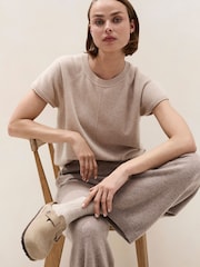 The White Company Natural Cashmere Extended Shoulder Knitted T-Shirt - Image 1 of 4