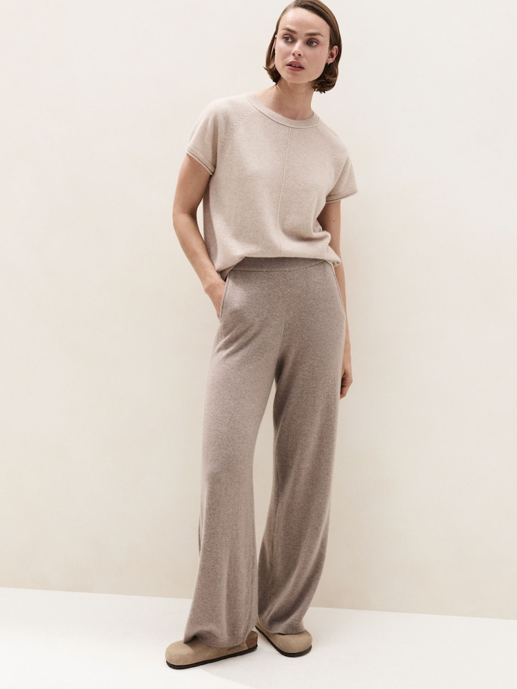 The White Company Natural Cashmere Extended Shoulder Knitted T-Shirt - Image 4 of 4