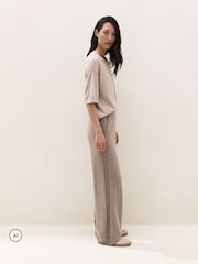 The White Company Natural Cashmere Rib Detail Wide Detail Joggers - Image 3 of 5