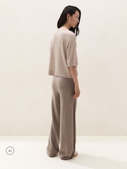 The White Company Natural Cashmere Rib Detail Wide Detail Joggers - Image 4 of 5